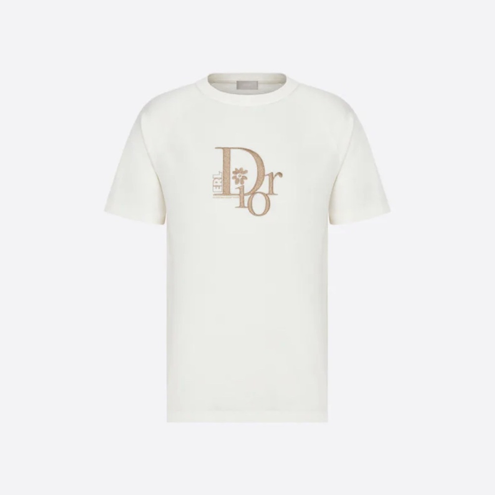 Dior White Short Sleeve Tee Classic Crew Neck - RL Logo 313J647A0817